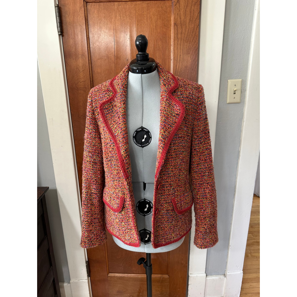 EU Condition Vibrant Multi‑Color Wool-Blend Tribal Blazer •‎ Size 8